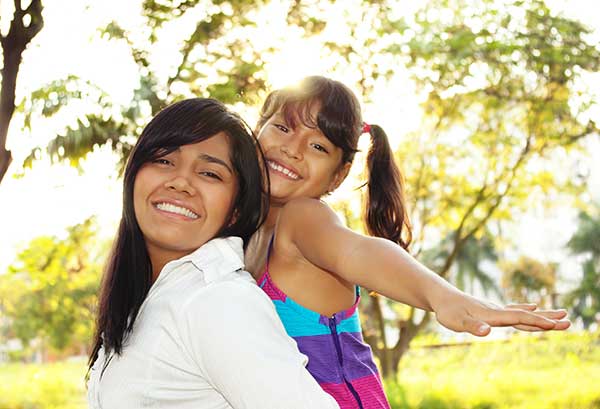 Mother and daughter enjoying the outdoors